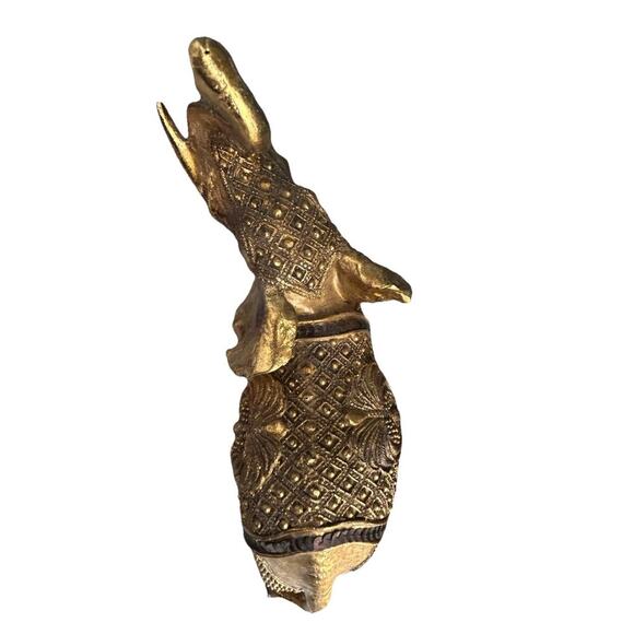 Vintage Elephant Feng Shui Trunk Up 9” Figurine Gold Statue Home Decor Sequins - Picture 14 of 15